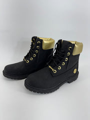 Timberland Heritage 6-Inch Waterproof Boots Black Nubuck w/ Gold Accents Sz 8