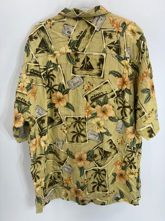 Tommy Bahama Men's Silk Button Down Hawaiian Shirt Size L