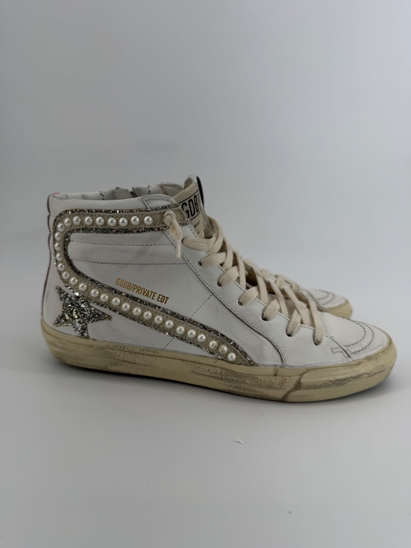 Golden Goose Slide high‑tops w/ pearls