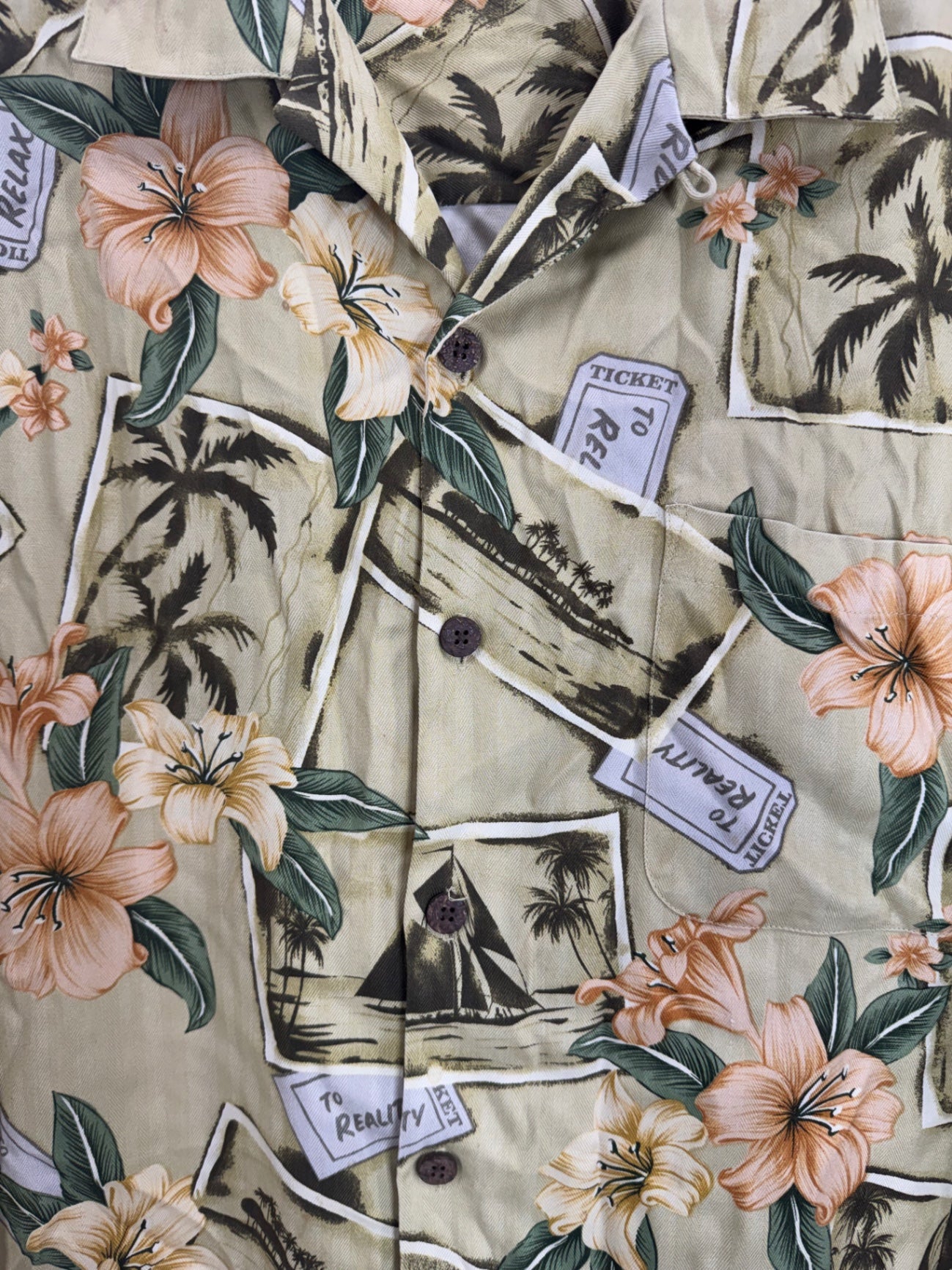 Tommy Bahama Men's Silk Button Down Hawaiian Shirt Size L