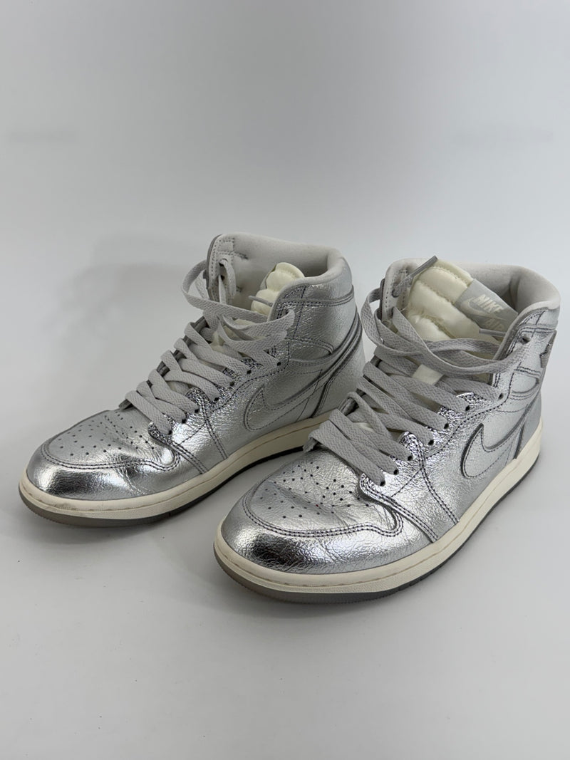 Nike Air Jordan 1 Retro High OG Chrome Silver Metallic Sneakers Women’s 8.5