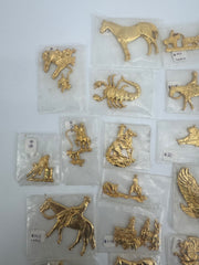Lot of 30 Gold western leather accent accessories/conchos