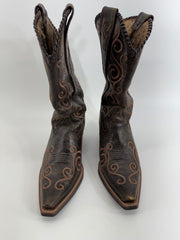 Ariat Womens Brown Scroll Embroidered Pointed Toe Boots SIZE 7.5