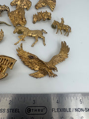Lot of 11 Screw back gold color Conchos horses cowgirl