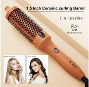 K&K 1.5 Ceramic Heated Round Brush Thermal Styling Anti Frizz Pink New