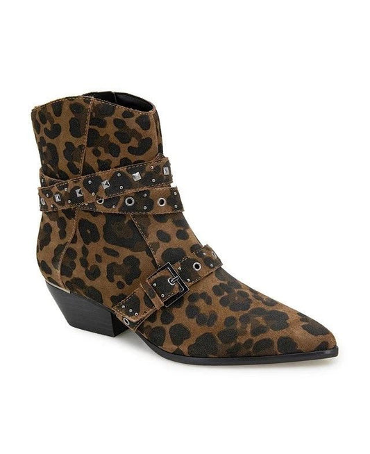Kenneth Cole New York Cheyenne Leopard Studded Ankle Booties Womens 7M