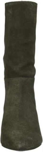 Lucky Brand Zaahira Mid Calf Boot, Dark Moss Oiled Suede, Size 5M