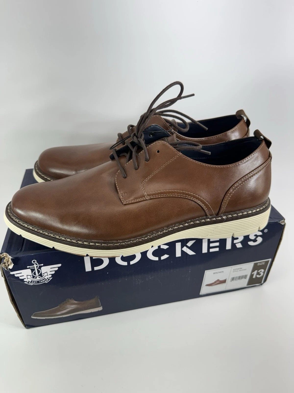 Dockers Edwin Lightweight Oxford Casual Dress Shoes Brown  Sz 13