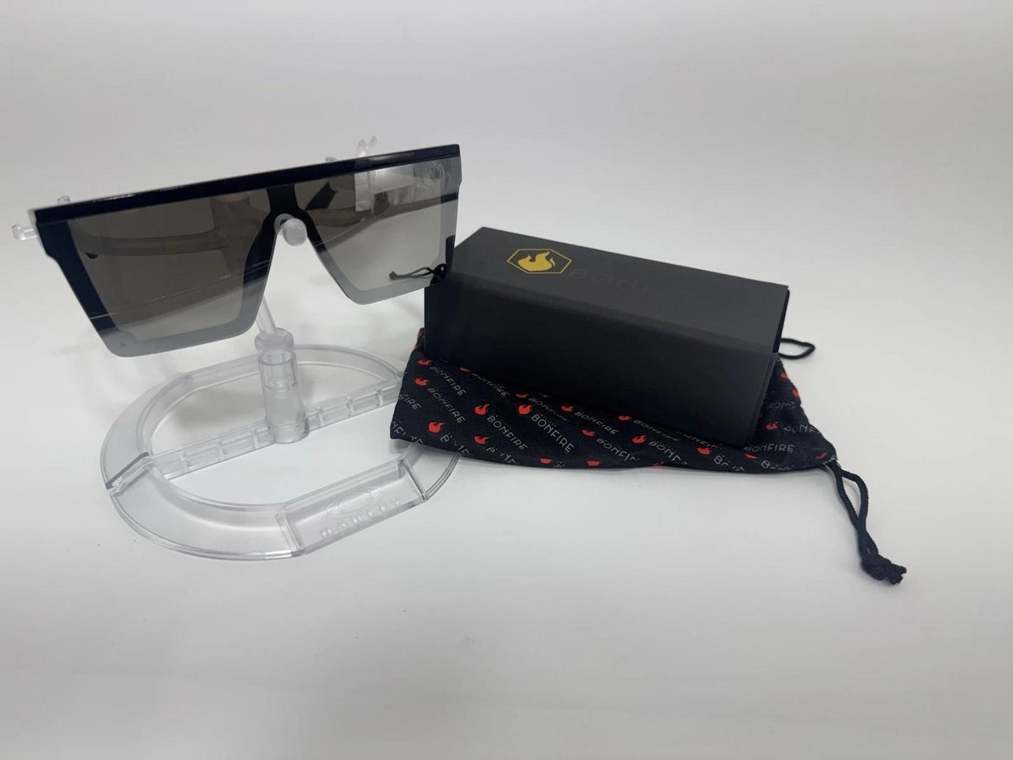 American Bonfire Kerosene Sunglasses Black Mirror Oversized Shield