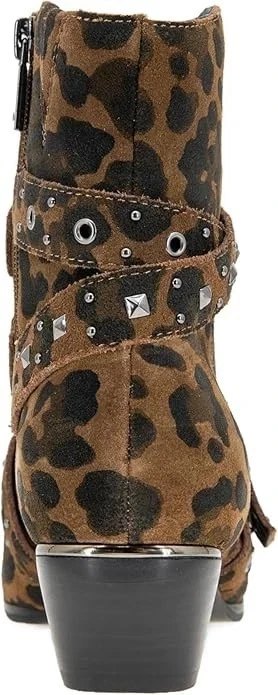 Kenneth Cole New York Cheyenne Leopard Studded Ankle Booties Womens 7M