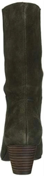 Lucky Brand Zaahira Mid Calf Boot, Dark Moss Oiled Suede, Size 5M