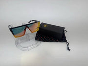 American Bonfire Kerosene Sunglasses Black Orange Mirror Oversized Shield