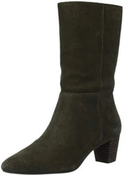 Lucky Brand Zaahira Mid Calf Boot, Dark Moss Oiled Suede, Size 5M