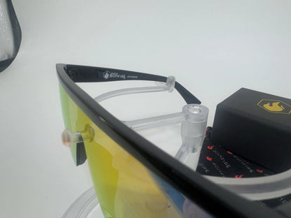 American Bonfire Kerosene Sunglasses Black Orange Mirror Oversized Shield
