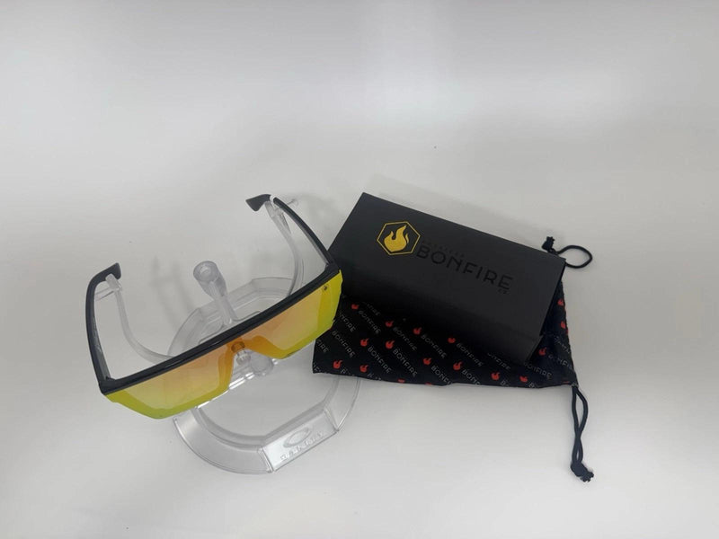 American Bonfire Kerosene Sunglasses Black Orange Mirror Oversized Shield