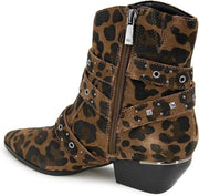 Kenneth Cole New York Cheyenne Leopard Studded Ankle Booties Womens 7M