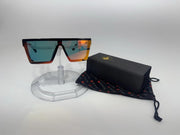 American Bonfire Kerosene Sunglasses Black Orange Mirror Oversized Shield