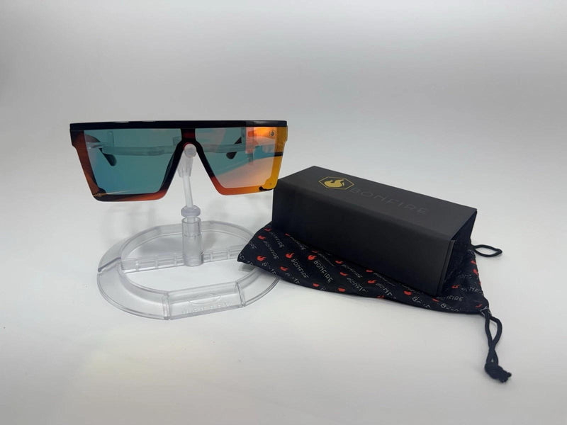 American Bonfire Kerosene Sunglasses Black Orange Mirror Oversized Shield