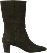 Lucky Brand Zaahira Mid Calf Boot, Dark Moss Oiled Suede, Size 5M