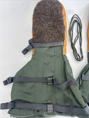 Vintage New US Military Flyers Fur Mitten Set Cold Weather w/ Inserts Medium