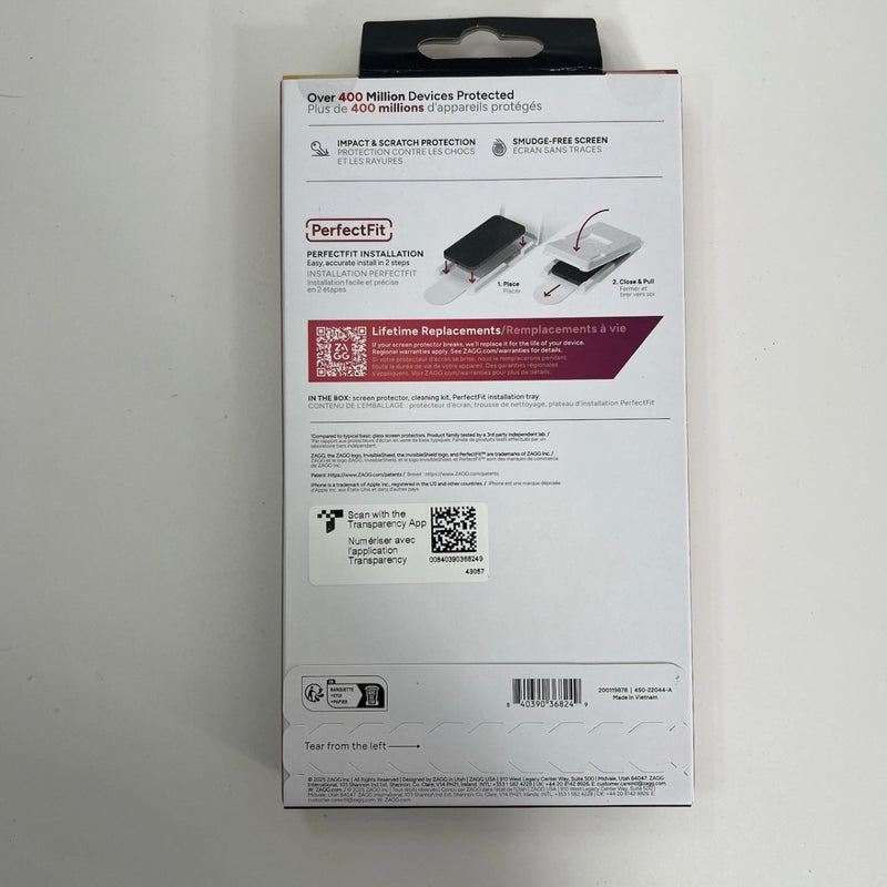 ZAGG InvisibleShield Glass+ Screen Protector for iPhone 6.3” Pro (2025)