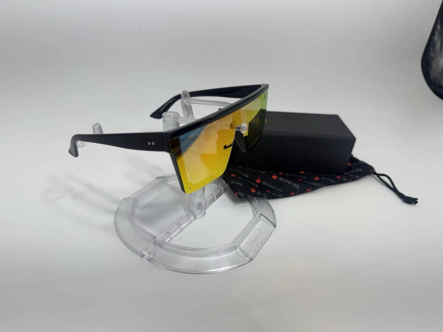 American Bonfire Kerosene Sunglasses Black Orange Mirror Oversized Shield