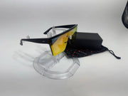 American Bonfire Kerosene Sunglasses Black Orange Mirror Oversized Shield