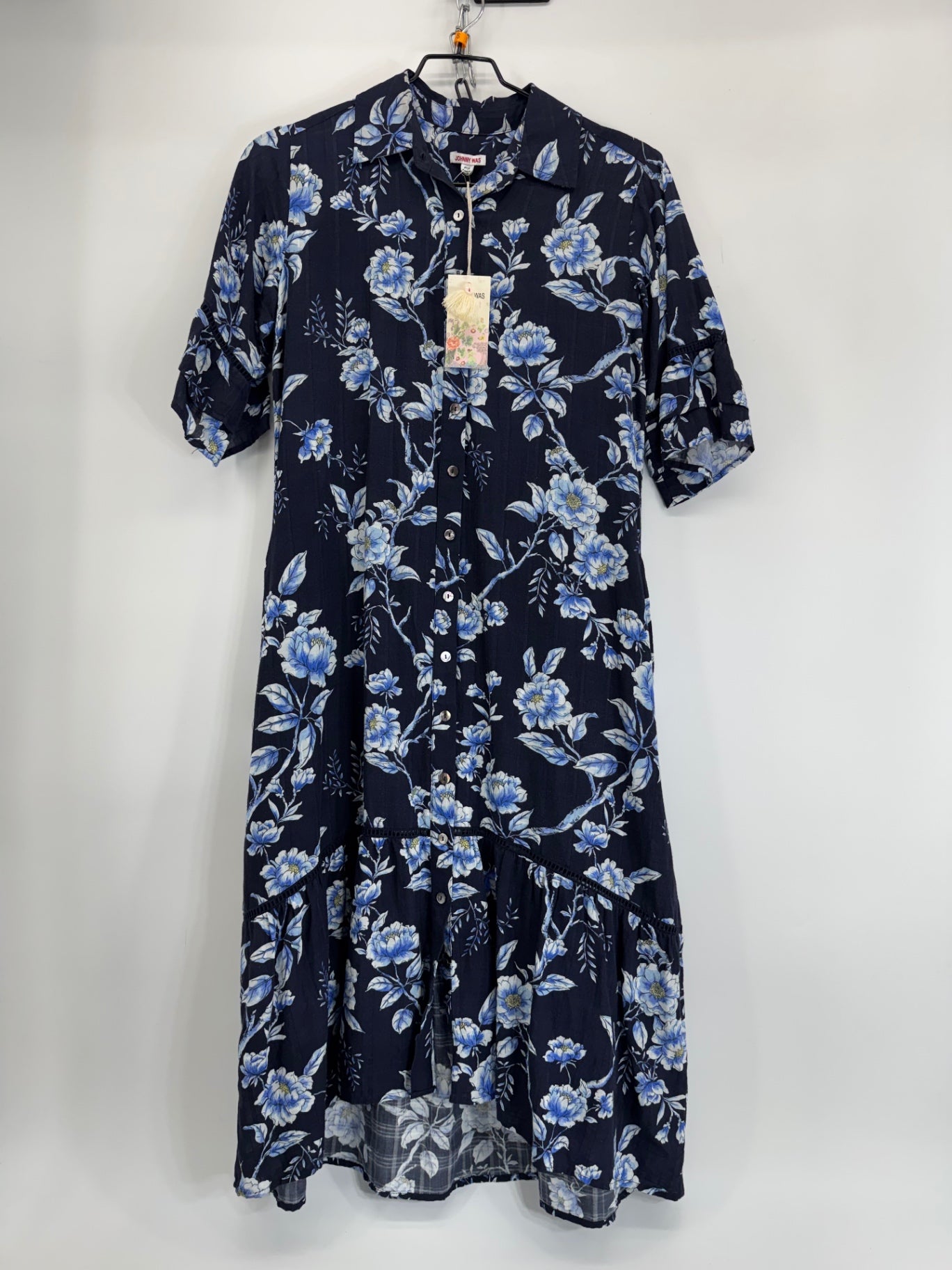 Johnny Was Navy Floral Dress PXS