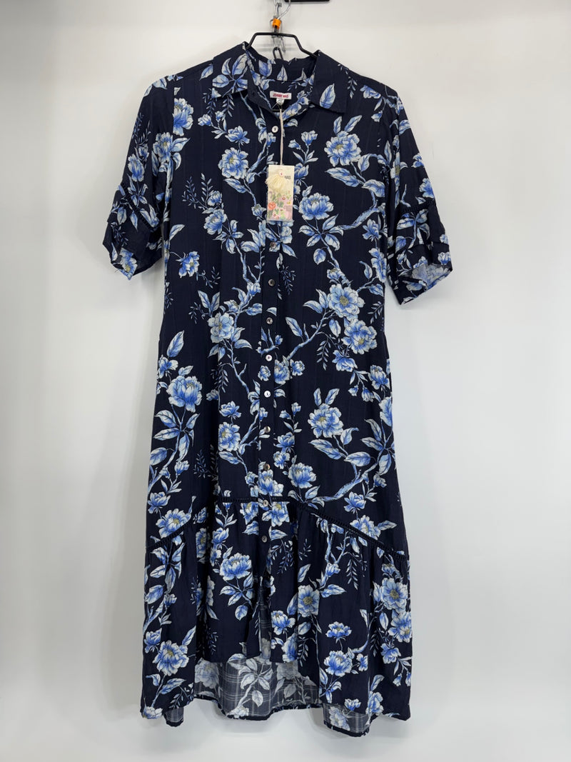 Johnny Was Navy Floral Dress Size  Petite XS