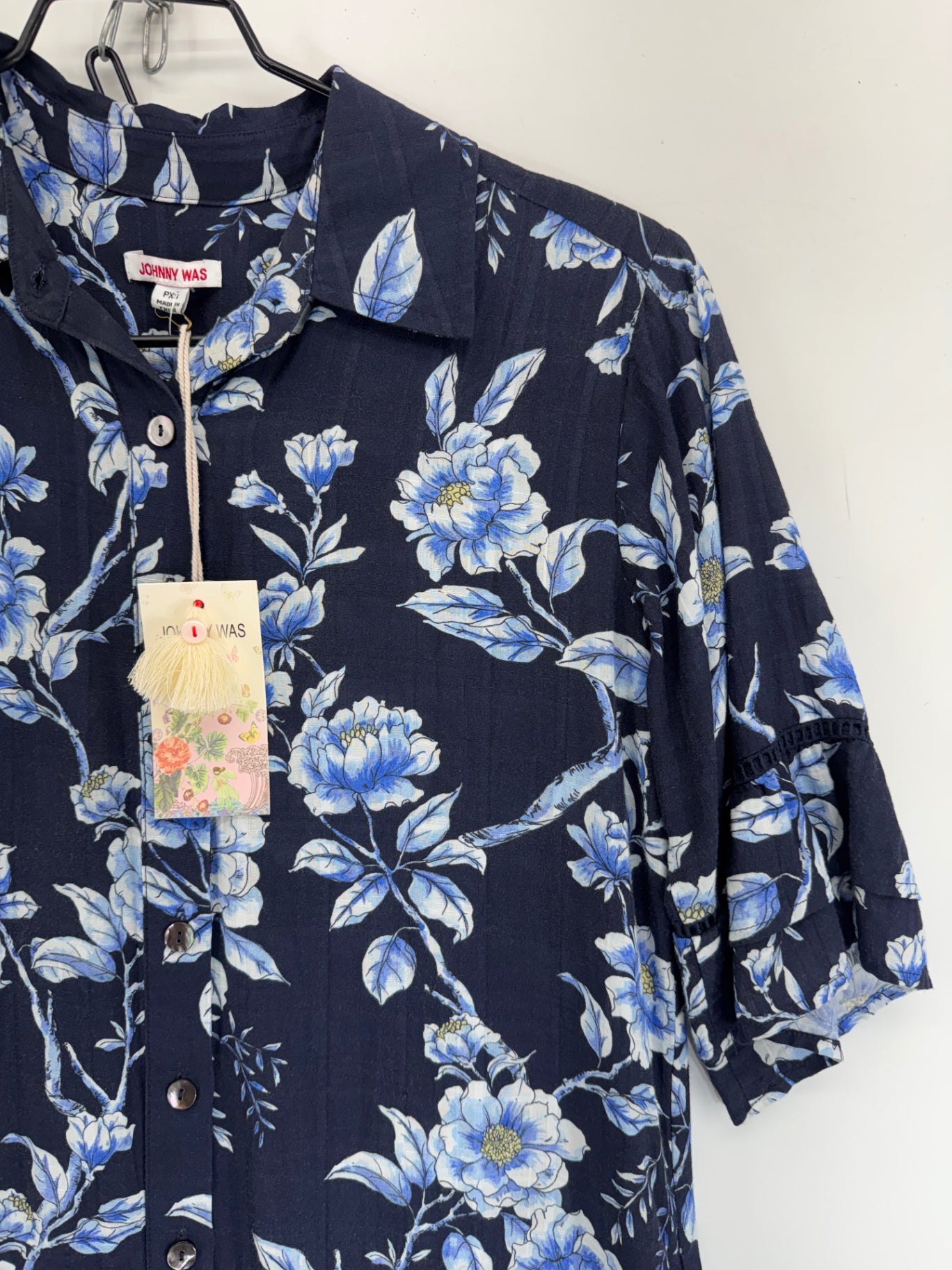 Johnny Was Navy Floral Dress PXS