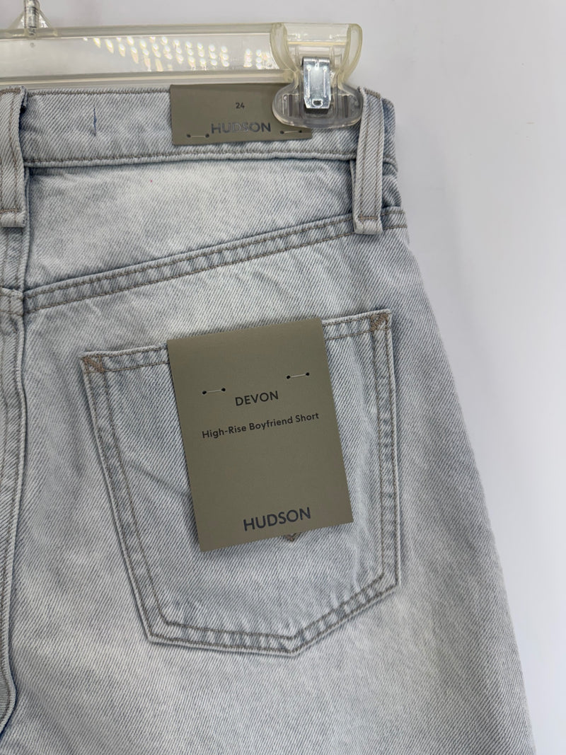 Hudson High Rise Boyfriend Short Devon Cut Color Blocked Distressed Sz 24