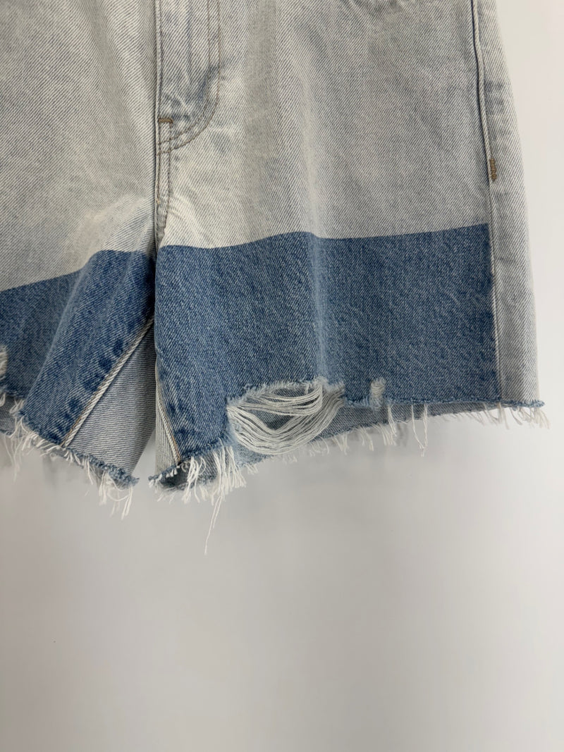 Hudson High Rise Boyfriend Short Devon Cut Color Blocked Distressed Sz 24