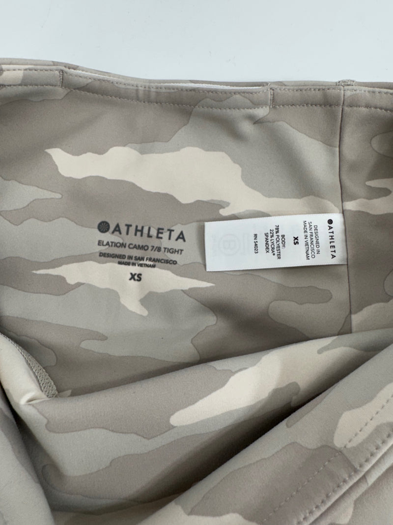 Athleta Elation Camo Legging 7/8th Size XS Taupe Ivory Camo NWT