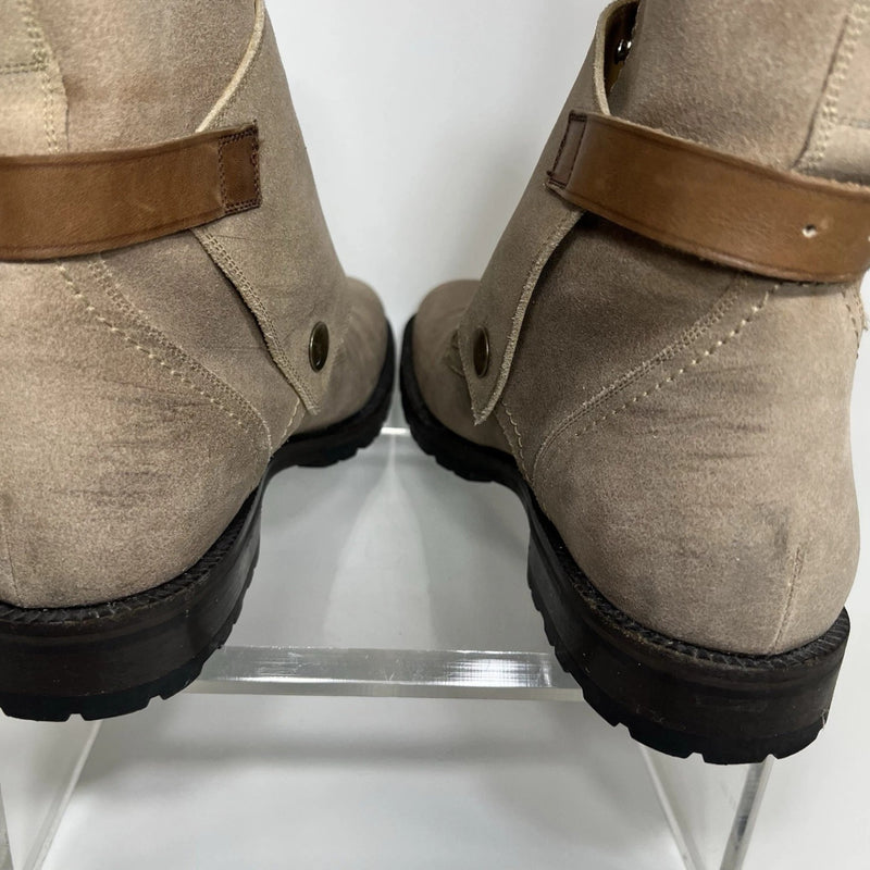 Dolce & Gabbana Suede Buckle Combat Boots Taupe Men’s US 8 Italy Moto Luxury