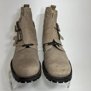 Dolce & Gabbana Suede Buckle Combat Boots Taupe Men’s US 8 Italy Moto Luxury