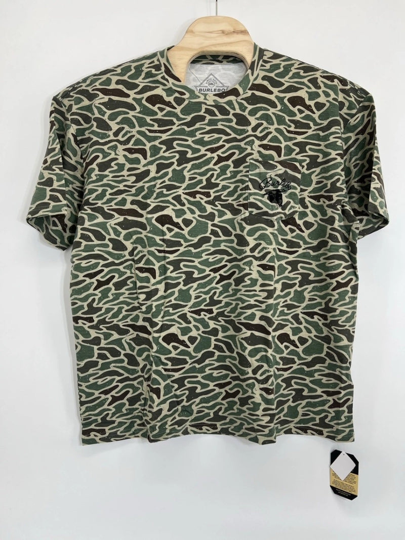Burlebo T-Shirt Mens Duck Camo Pocket Short Sleeve NEW 2XL