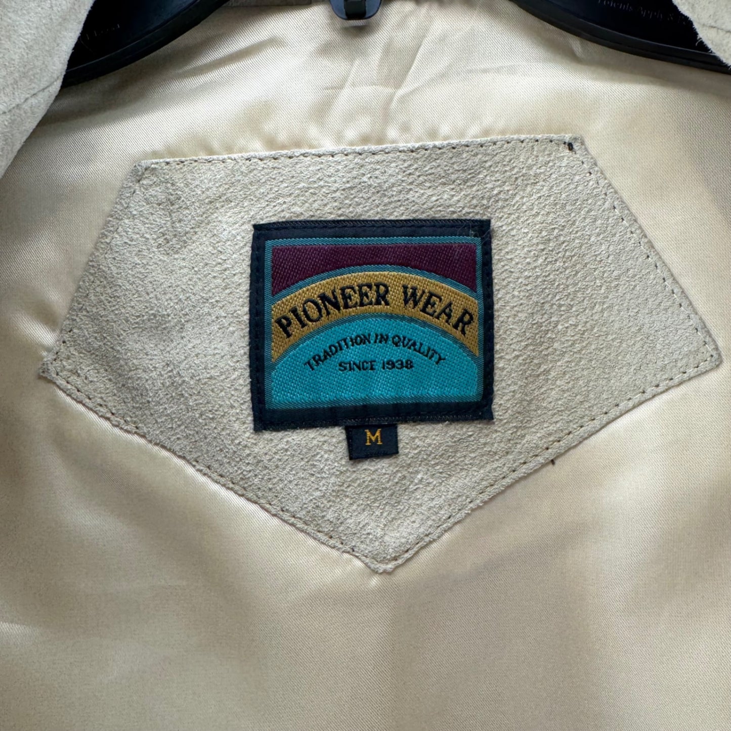 Pioneer Wear Beige Leather Vest w/ Fringe and Snaps Sz Medium