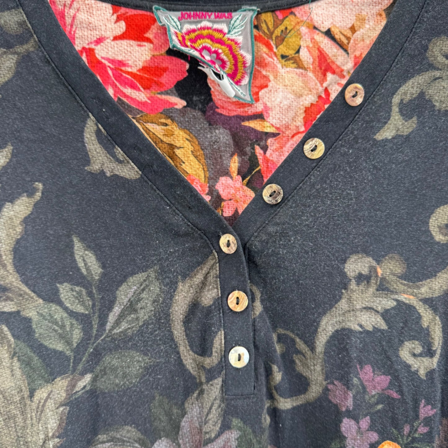 Johnny Was Janie Favorite Henley Cherie Print Sz XS