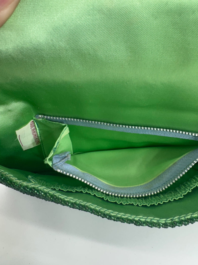 Vintage Green Beaded Clutch