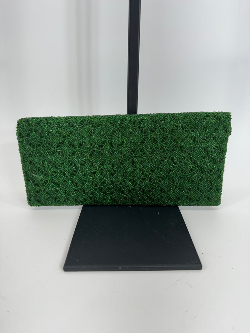 Vintage Green Beaded Clutch