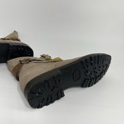 Dolce & Gabbana Suede Buckle Combat Boots Taupe Men’s US 8 Italy Moto Luxury