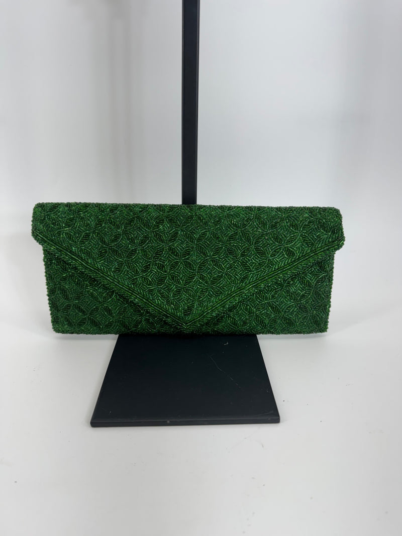 Vintage Green Beaded Clutch