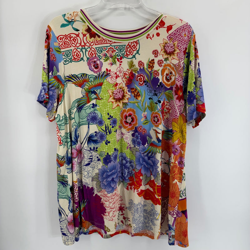 Johnny Was Janie Favorite Short Sleeve Crew Neck Swing Tee Sz XL