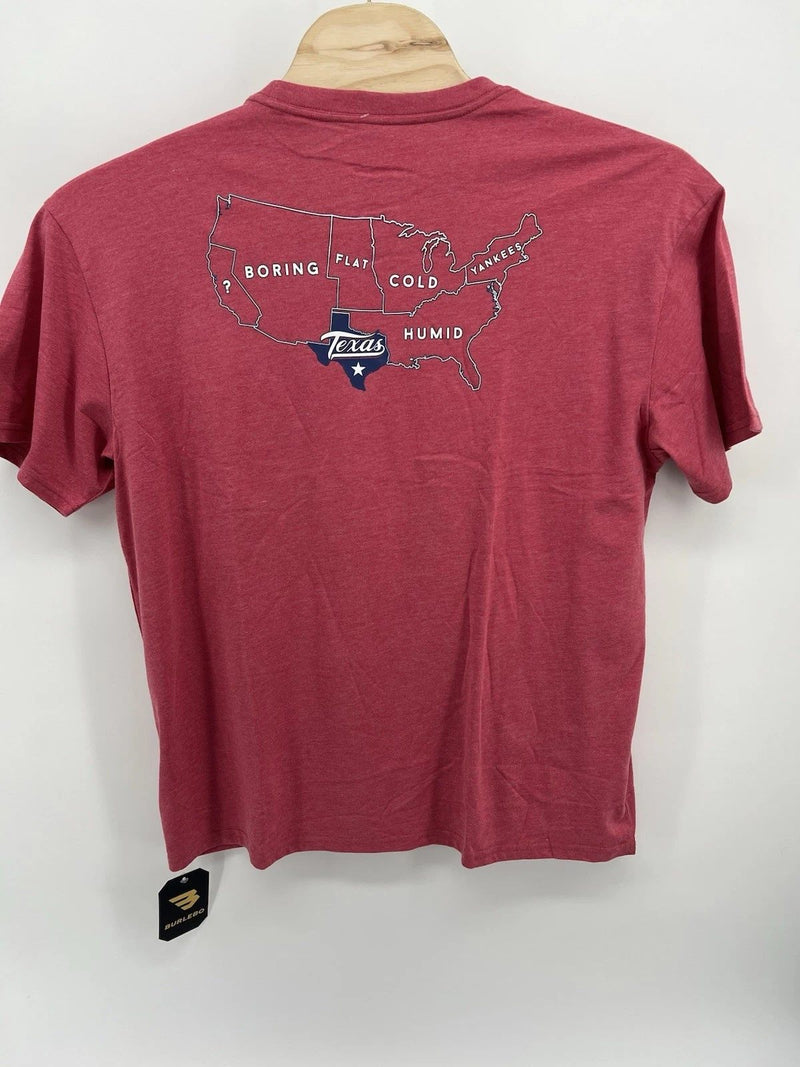 Burlebo Men’s Texas Star Tee Heather Crimson Graphic Texas Shirt NWT SZ LG