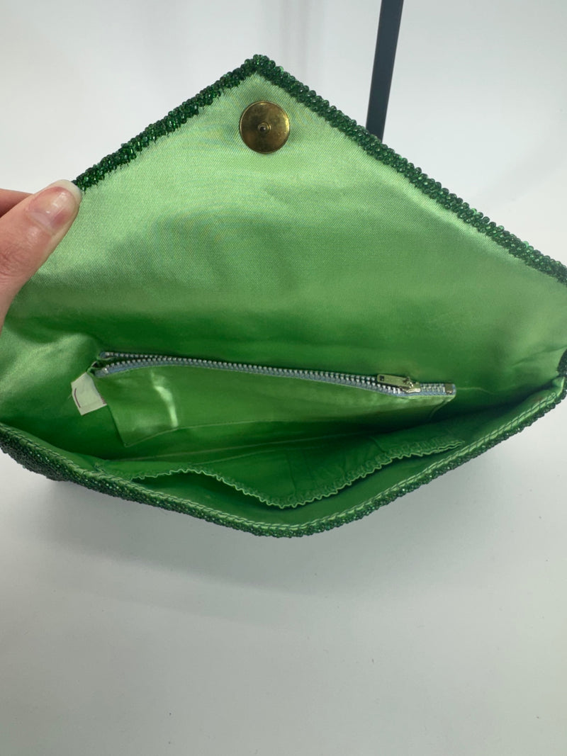 Vintage Green Beaded Clutch