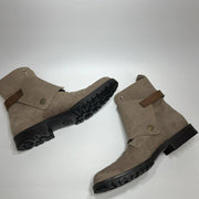 Dolce & Gabbana Suede Buckle Combat Boots Taupe Men’s US 8 Italy Moto Luxury