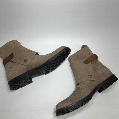 Dolce & Gabbana Suede Buckle Combat Boots Taupe Men’s US 8 Italy Moto Luxury