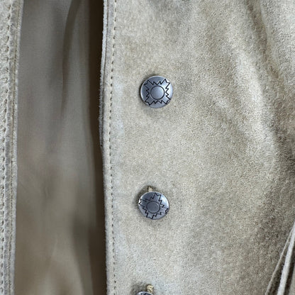 Pioneer Wear Beige Leather Vest w/ Fringe and Snaps Sz Medium