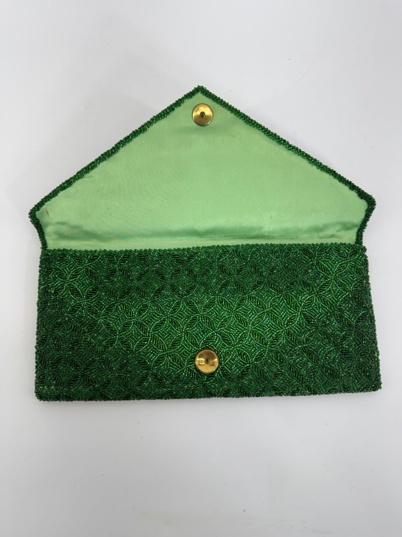 Vintage Green Beaded Clutch