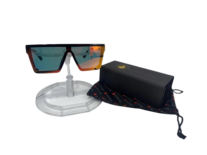 American Bonfire Kerosene Sunglasses Black Orange Mirror Oversized Shield